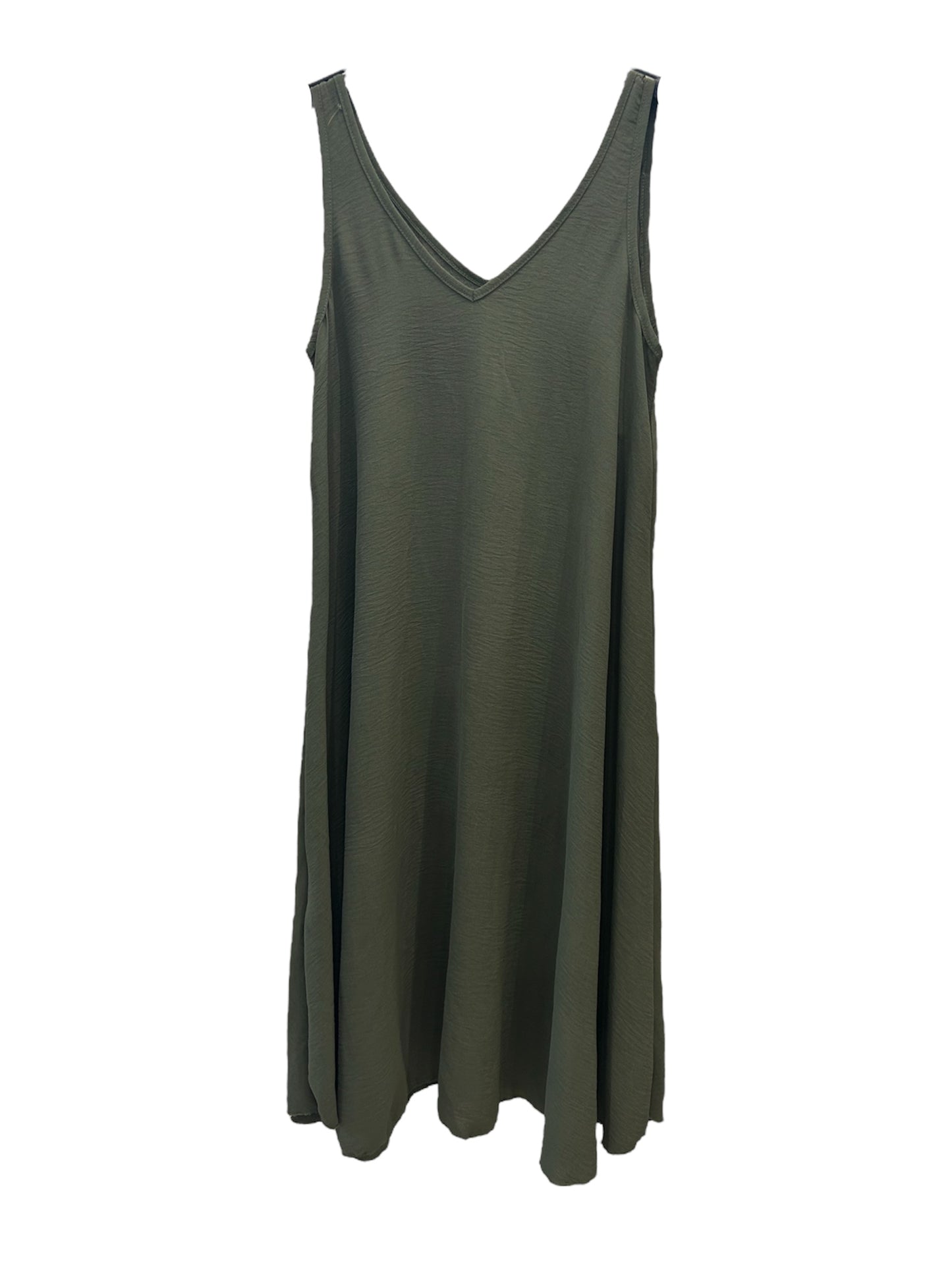 Abito Smanicato con Scollo a V Verde