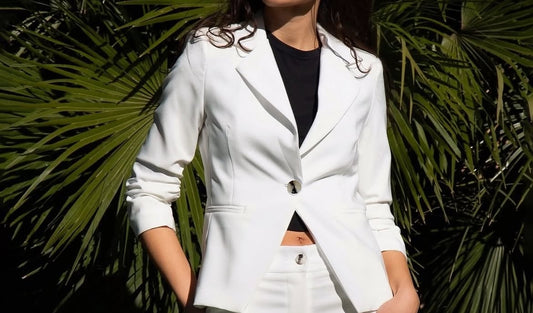 Blazer Bianco Manica Arricciata