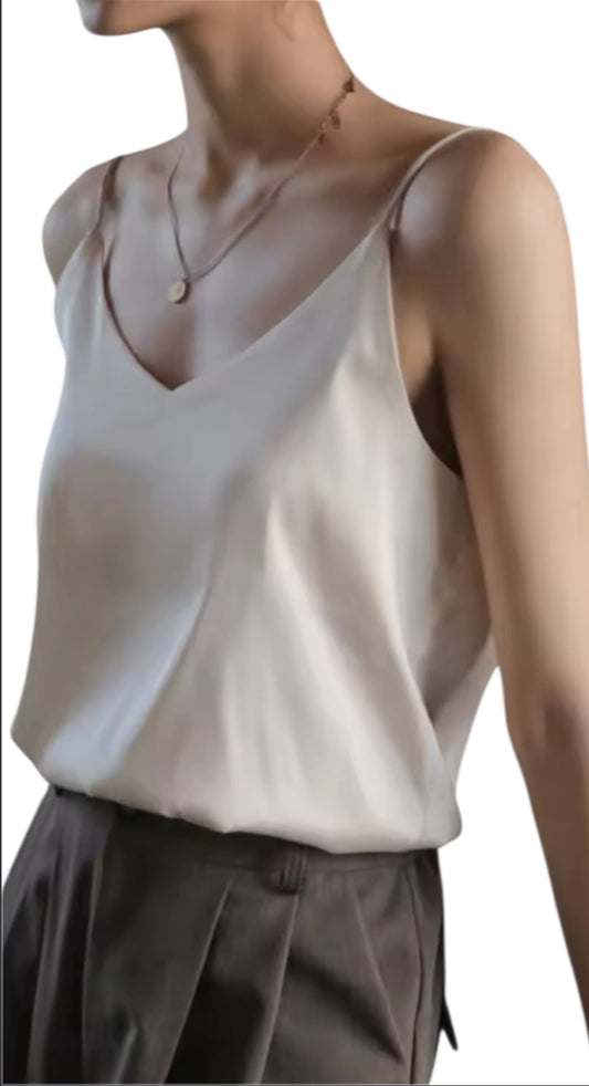 Top in Raso con Spalline Sottili