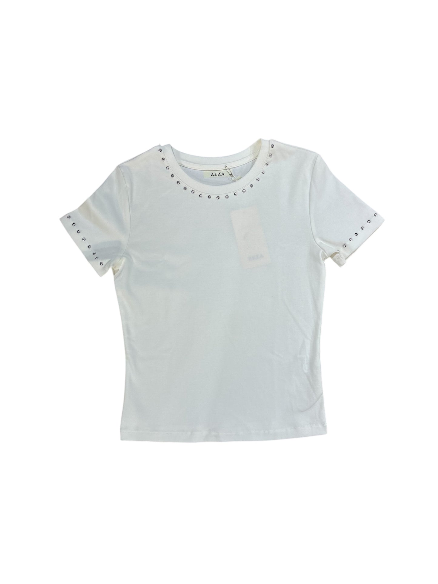 T-shirt bianca con borchie decorative "Zeza"