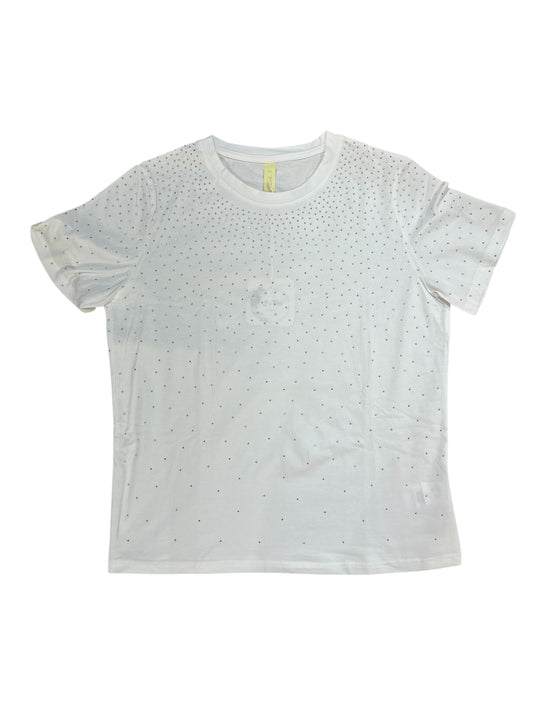 T-shirt bianca con micro strass "Glam Light"