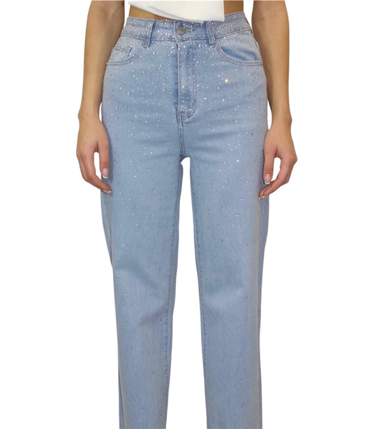 Jeans dritti con strass