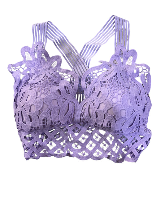 Bralette in Pizzo Lilla con Dettagli Floreali