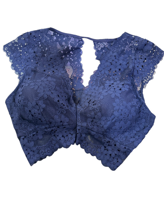 Bralette in Pizzo Blu con Maniche Corte