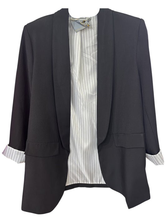 Blazer Donna Nero con Risvolti a Righe