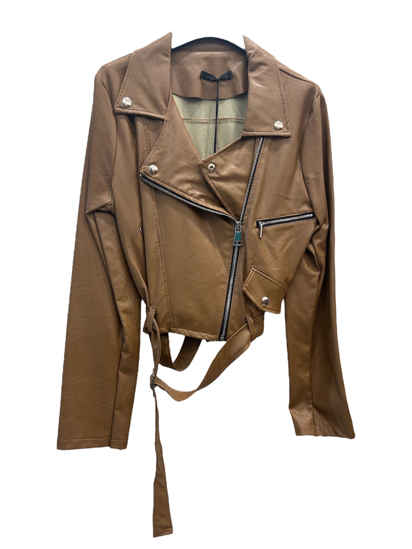 Giacca Biker in Ecopelle Caramello