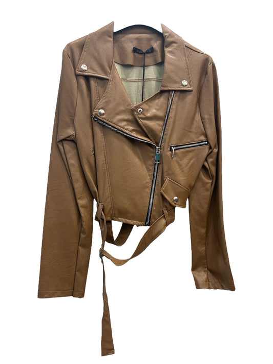 Giacca Biker in Ecopelle Caramello