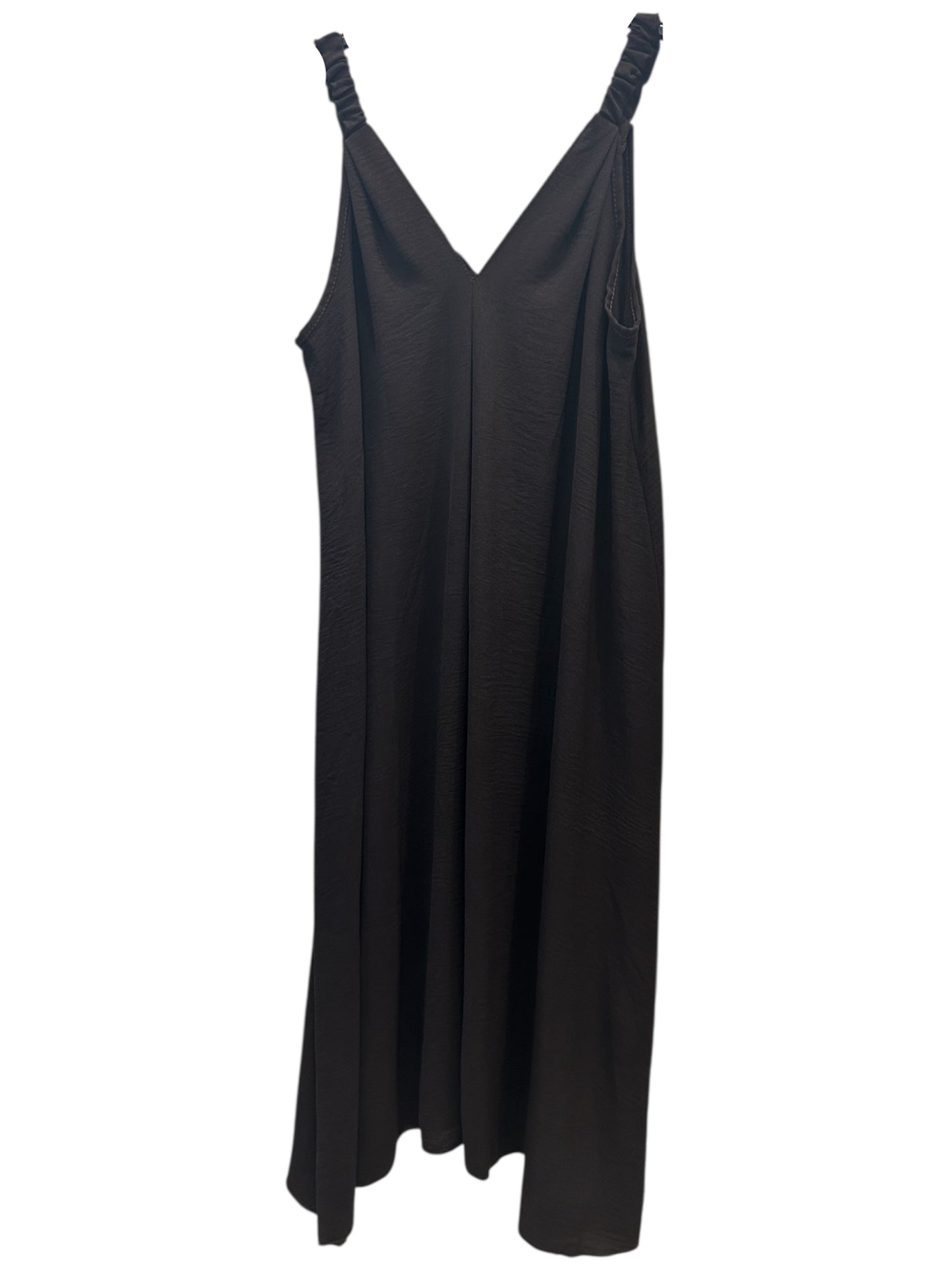 Abito Corto con Spalline Arricciate Marrone