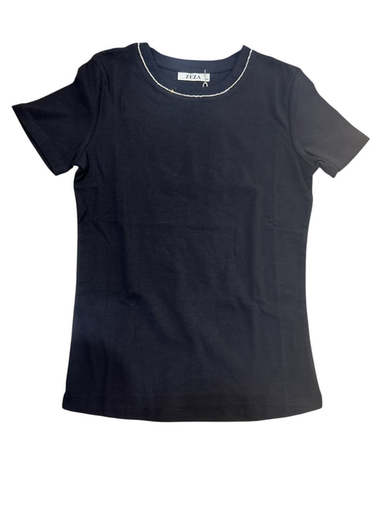 T-shirt basic con dettaglio brillante