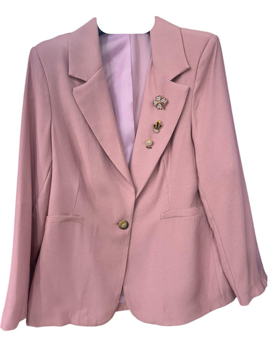 Blazer Rosa Cipria con Spille Decorative