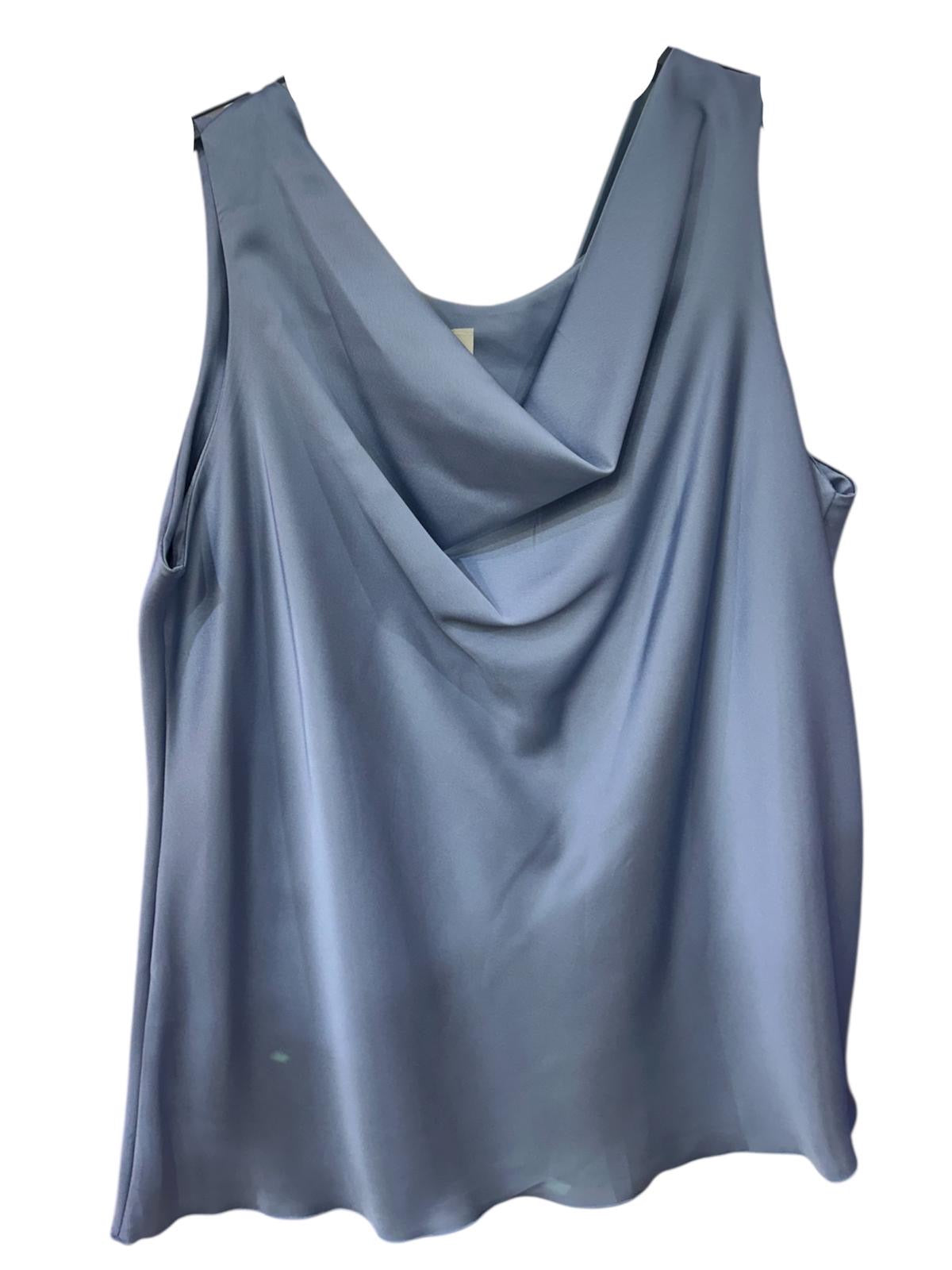 Blusa Over in Satin Azzurro
